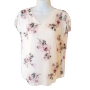 ---  White Floral Jersey Tank Top Size Small